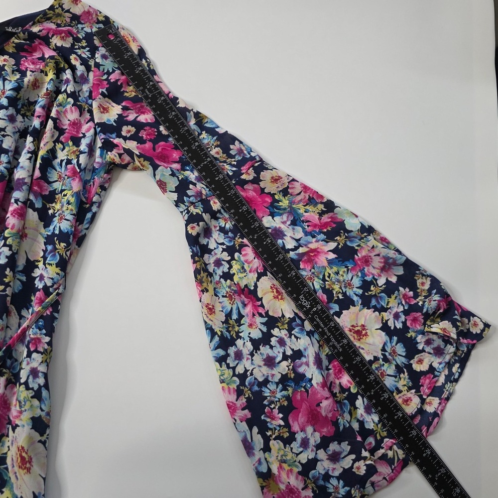 55-LuLu's Dress Wmns Medium Navy Blue Floral Bell Sleeve Fit & Flare Mini A-Line - Picture 16 of 16